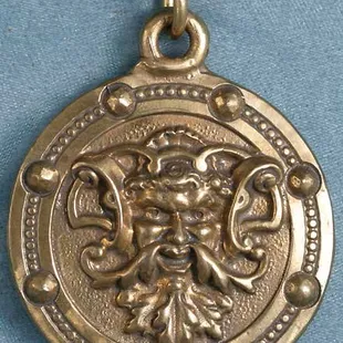 Large Green Man Pendant, handmade lost wax casting, solid bronze.