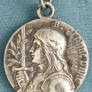 Handmade Joan of Arc solid sterling silver pendant