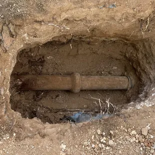 Sewer line before clean out