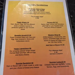 menu