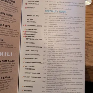 The menu