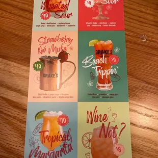 Drink menu