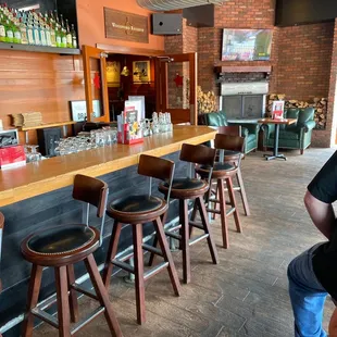 Bar area and fireplace, normally biting during the cooler months.