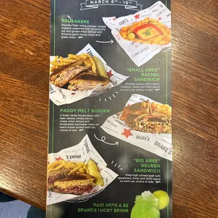 Last day for St Pattys menu