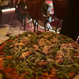 Pizza with filet mignon