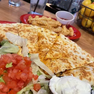 Buffalo Chicken Quesadilla with a side of