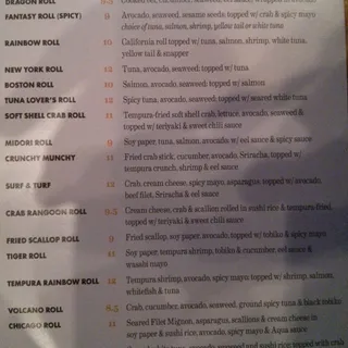 Specialty Sushi, Nigiri & Sashimi