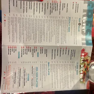Aqua Blue menu