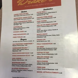 Regular menu (side 1)