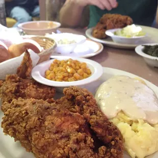 Friday special - fried chicken and three sides for $7.99.