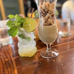 Honey Bear Nojito and Crunch Milk (cereal infused oat milk, bourbon)