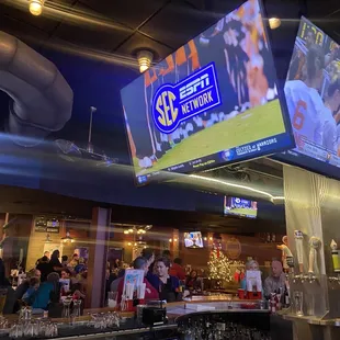 the bar and televisions