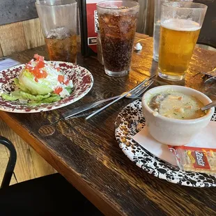 Wedge salad and chicken dumpling soup