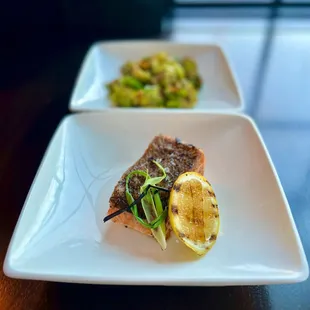 Grilled salmon and crispy brussel sprouts!