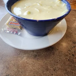 Broccoli and cheese soup with noodles