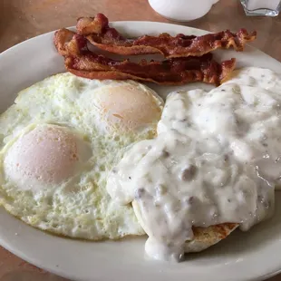 Biscuits &amp; Gravy special with bacon