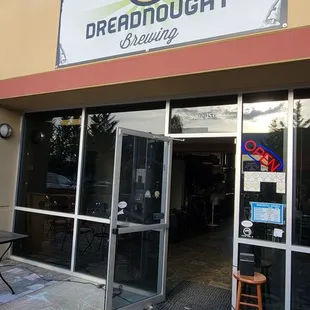 the entrance to dreadnought brewing