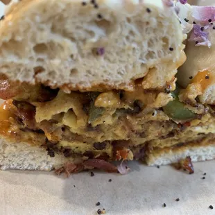 Everything bagel with egg