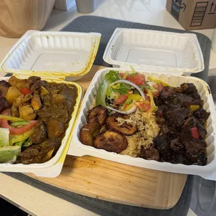 Oxtails and curry goat
