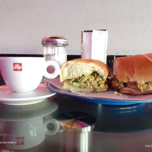 Chicken sandwich and illy coffee