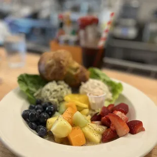 a plate of fruit and vegetables