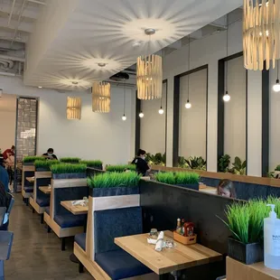 the interior of a modern restaurant