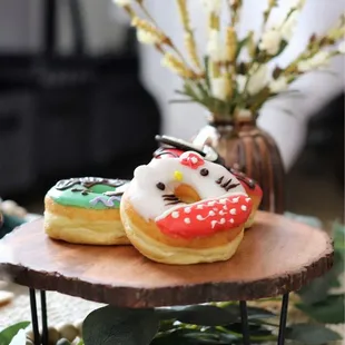 a hello kitty donut and a hello kitty donut