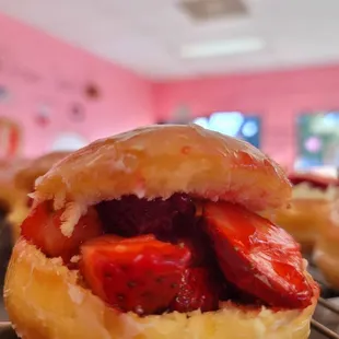 Fresh Strawberries Donuts