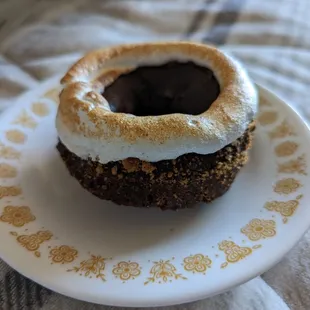 Campfire cake doughnut, think S'mores.