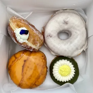 top: electric blue, the OG; bottom: thai-ger king, pushing daisies mochinut