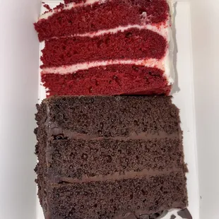 Red velvet and chocolate cake