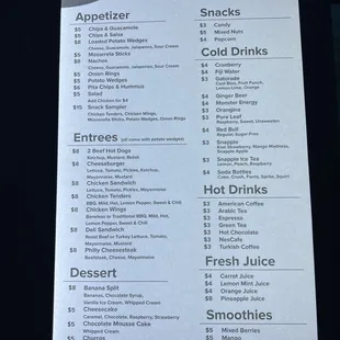 Food menu