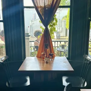 Inside table by the window
