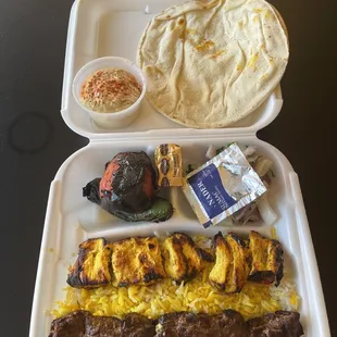 37. Chicken breast and Beef shish Combo with Rice