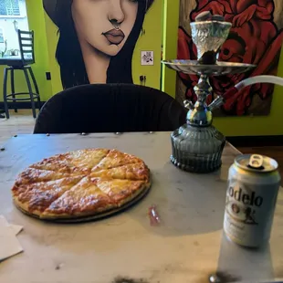 Pizza hookah and beer