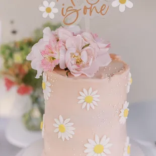 a cake decorated with flowers