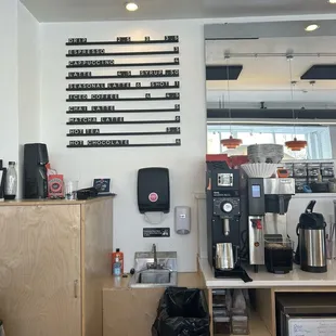 Wall menu and prices