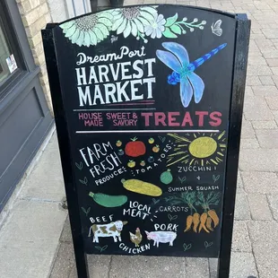 a sign for the market