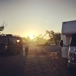 Waking up early at the camp site to get on the road.