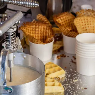 waffles being made