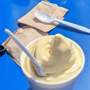 Dole whip pineapple and brownie sundae.