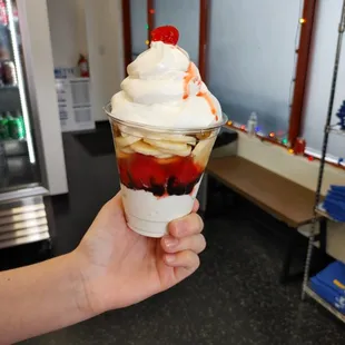 Banana Split in a cup.