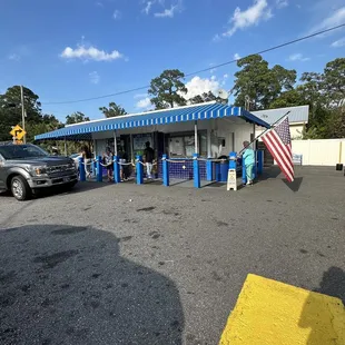 a car parked in front of a store
