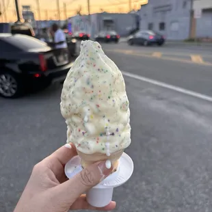Birthday cake dipped cone