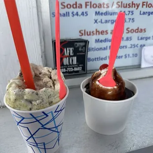 Shake: Cake Batter, Oreos and Cookie Dough; Sundae: Reese's and Hot Fudge