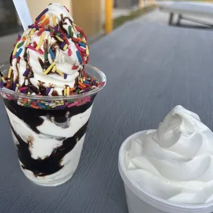 an ice cream sundae with sprinkles