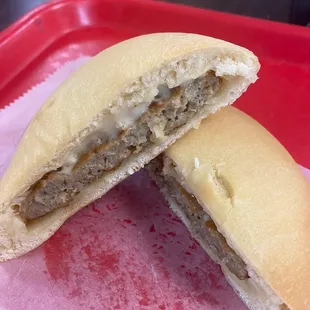 Sausage patty with cheese.