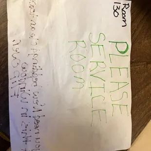 Room service sign.