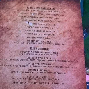 a menu for a restaurant