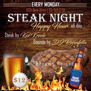 Steak Night every Monday